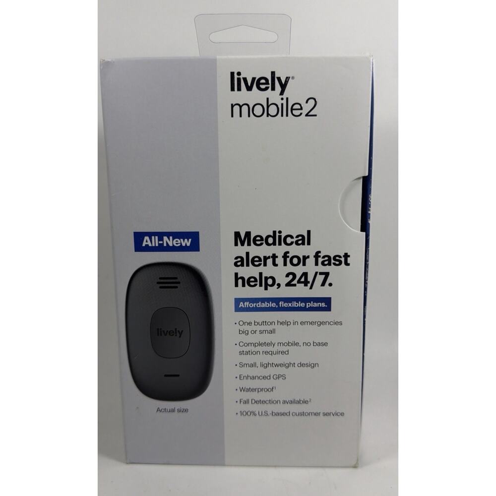 Lively Mobile 2 Medical Alert System GPS Waterproof 24/7 Help - Open Box